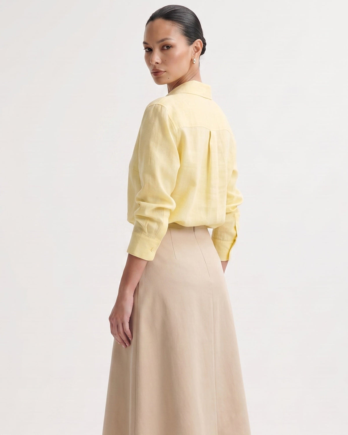 Milena Relaxed Linen Shirt with Mother-of-Pearl Buttons