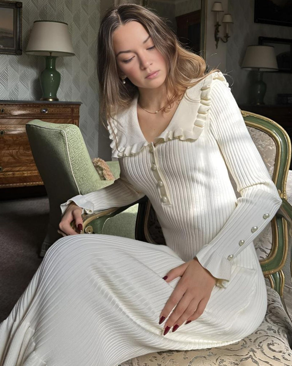 Old Money Refined Long Sleeve Tailored Stretch Dress – view 5