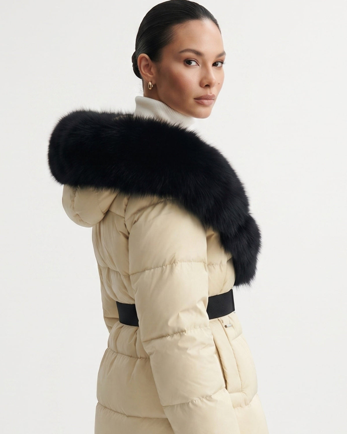 Duck Down Puffer Jacket with Collar Trim – view 10