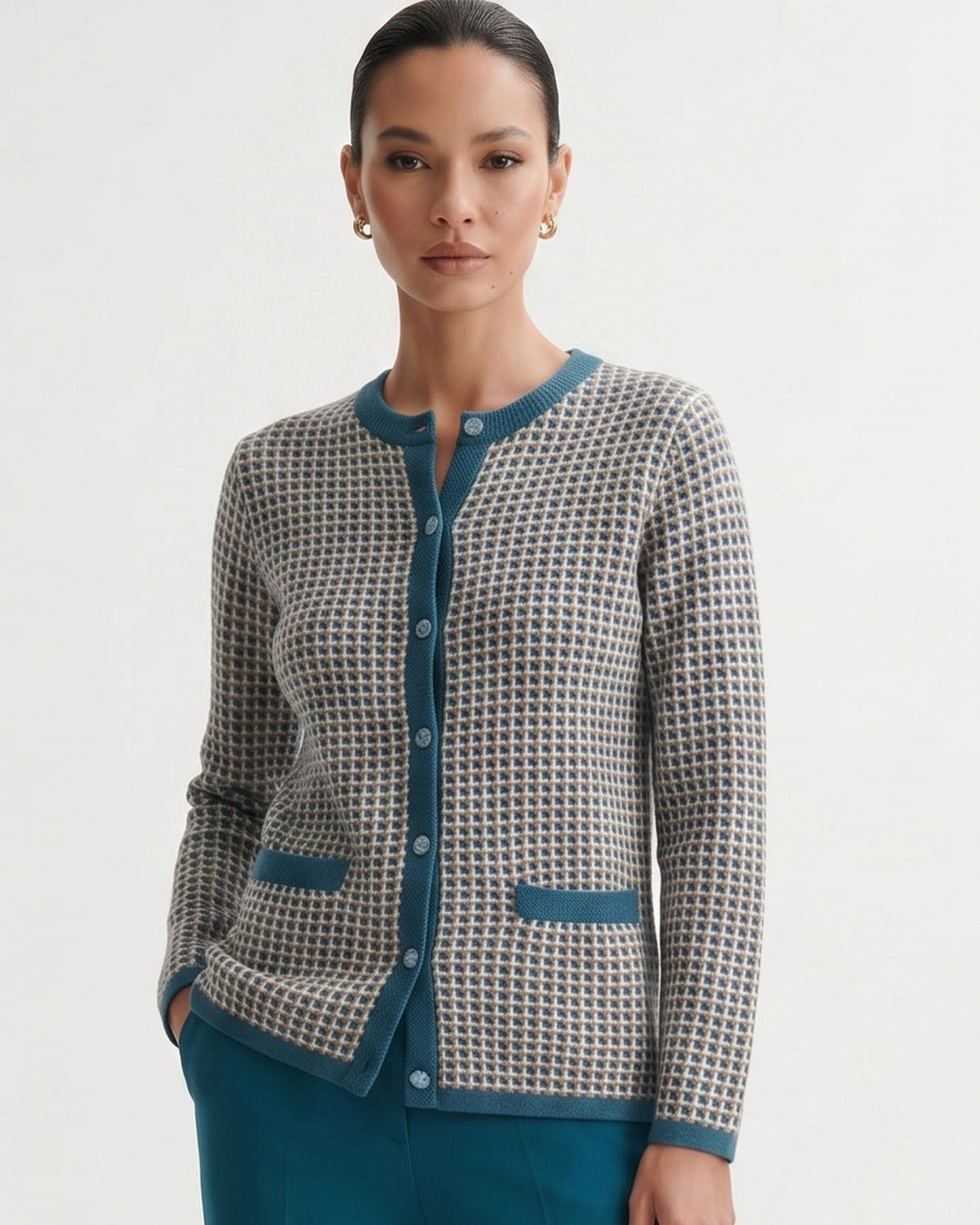 Vintage-Inspired Wool and Cashmere Blend Button Cardigan – view 12