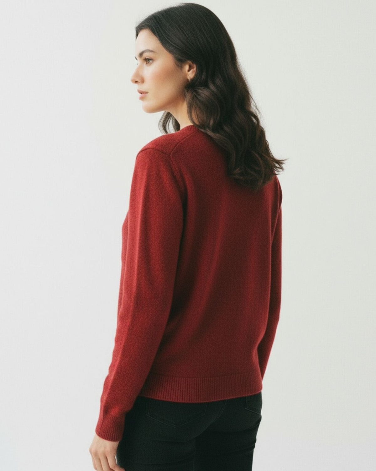 Lina Fine Knit 100% Cashmere Cardigan with Floral Design – view 4