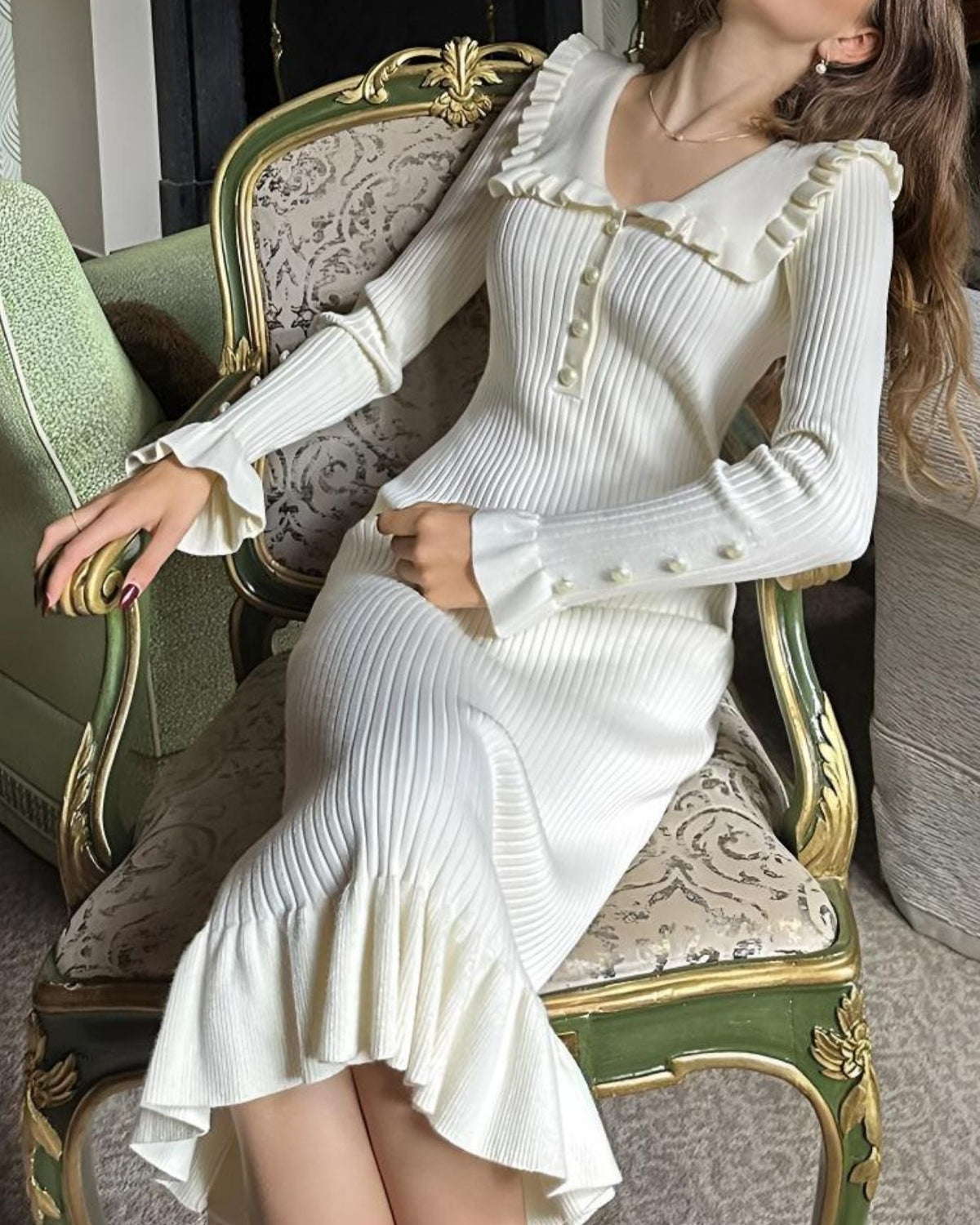 Old Money Refined Long Sleeve Tailored Stretch Dress – view 6