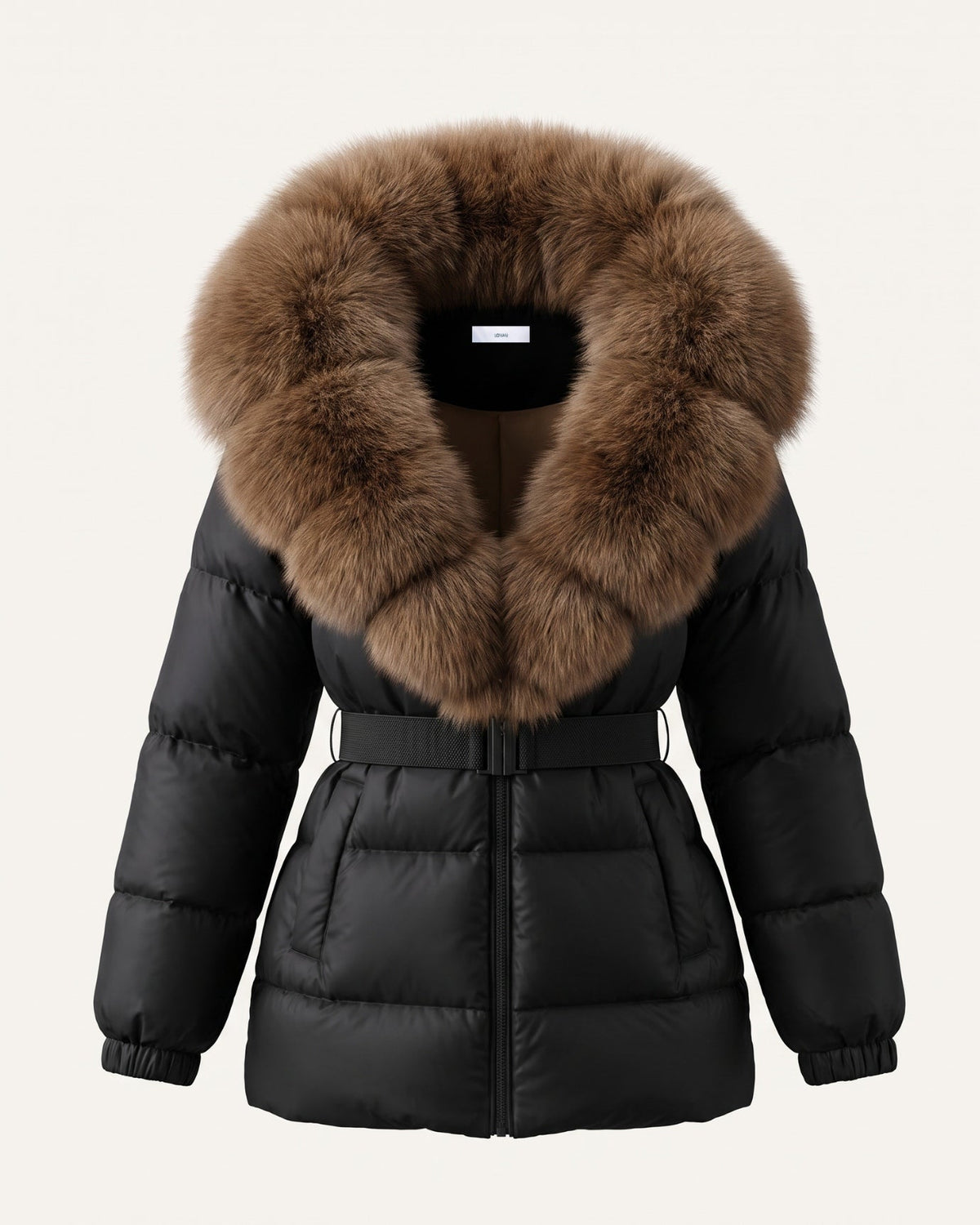 Duck Down Puffer Jacket with Collar Trim