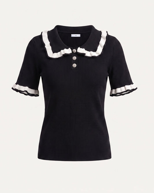 Contrast Colour Block Tailored Polyamide Polo Top