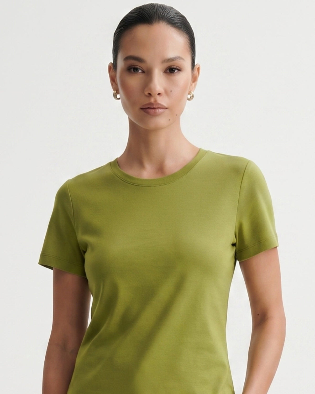 Mercerised Cotton Round Neck Tailored Fit T-Shirt – view 6