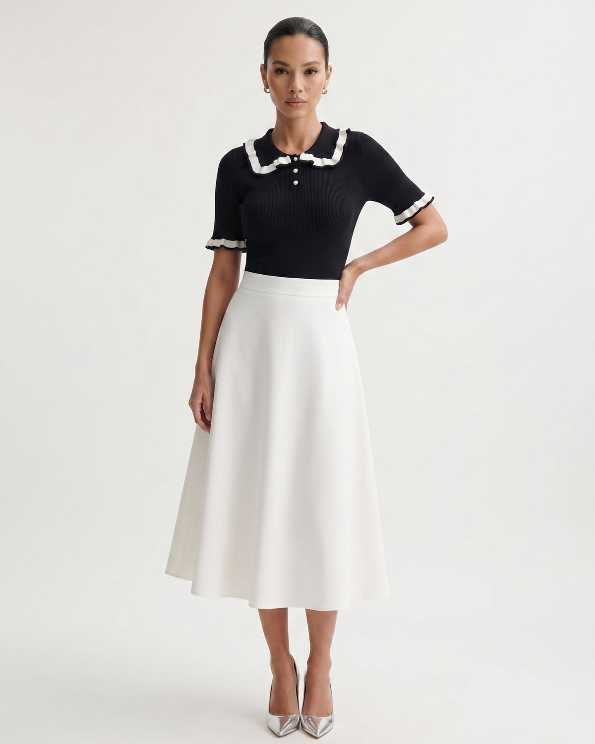 Contrast Colour Block Tailored Polyamide Polo Top