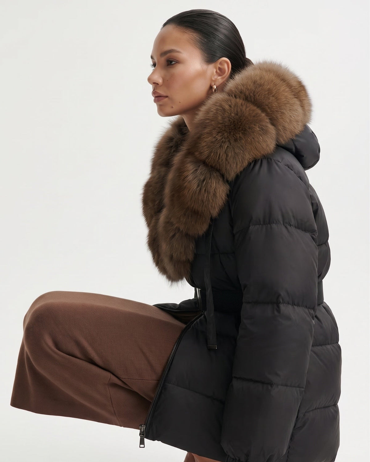 Duck Down Puffer Jacket with Collar Trim – view 13