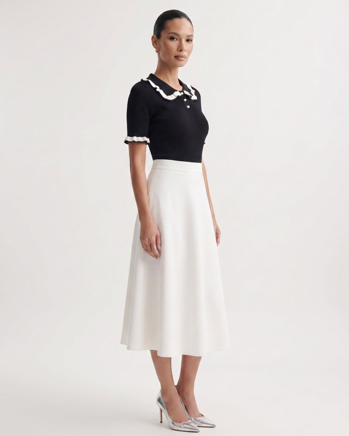 Contrast Colour Block Tailored Polyamide Polo Top
