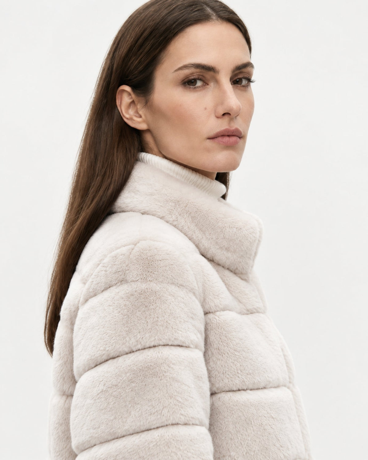 Stand Collar Short Plush Jacket with 3D Pattern – view 16