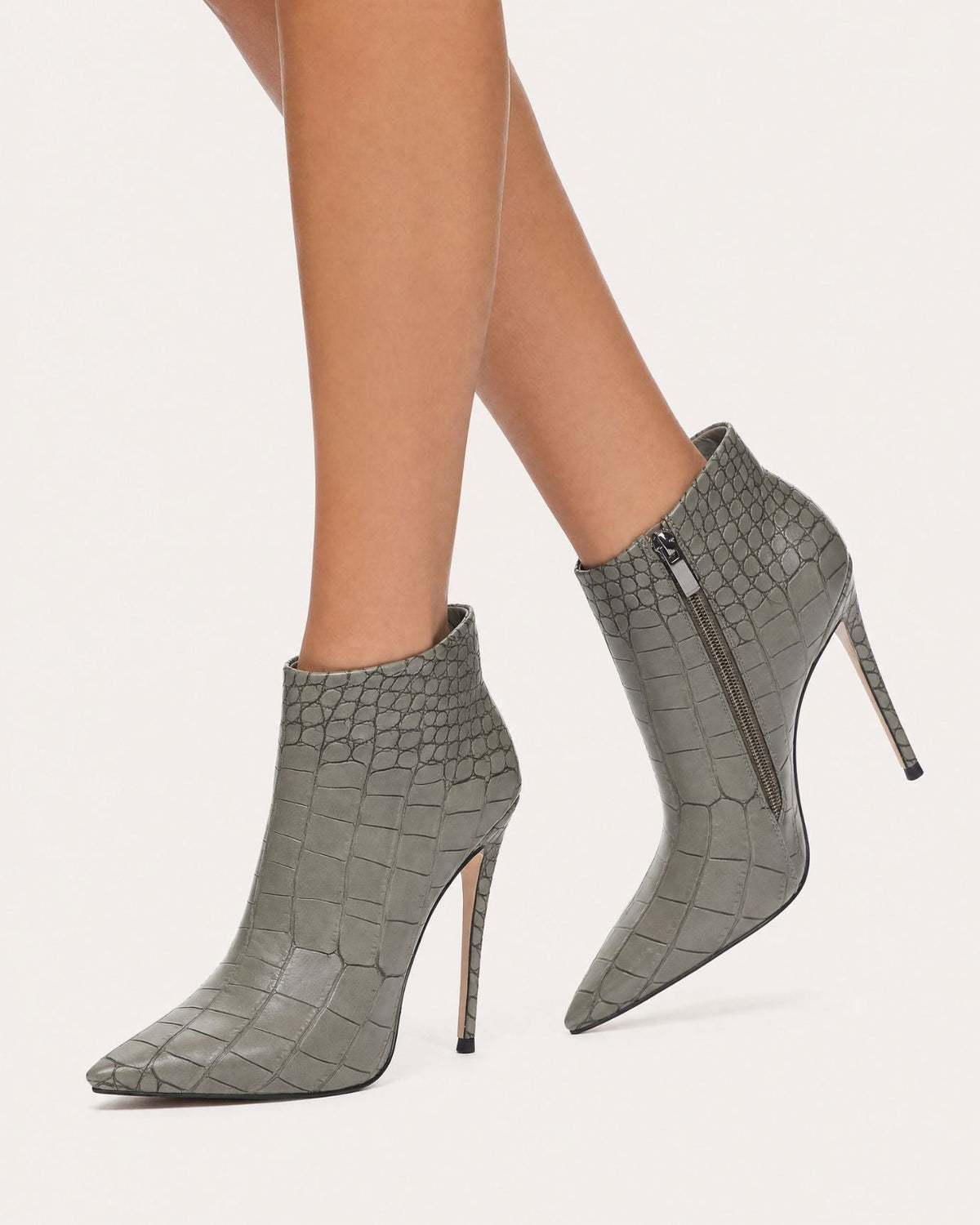 Pointed-Toe Stiletto Ankle Boots with Side Zip and 12cm Heel – view 24