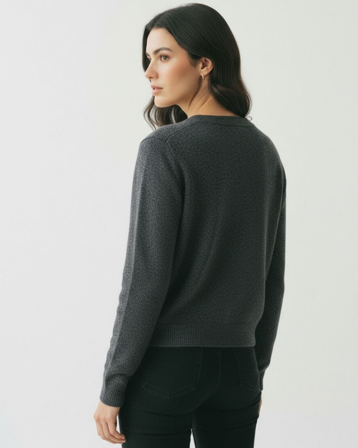 Lina Fine Knit 100% Cashmere Cardigan with Floral Design – view 8