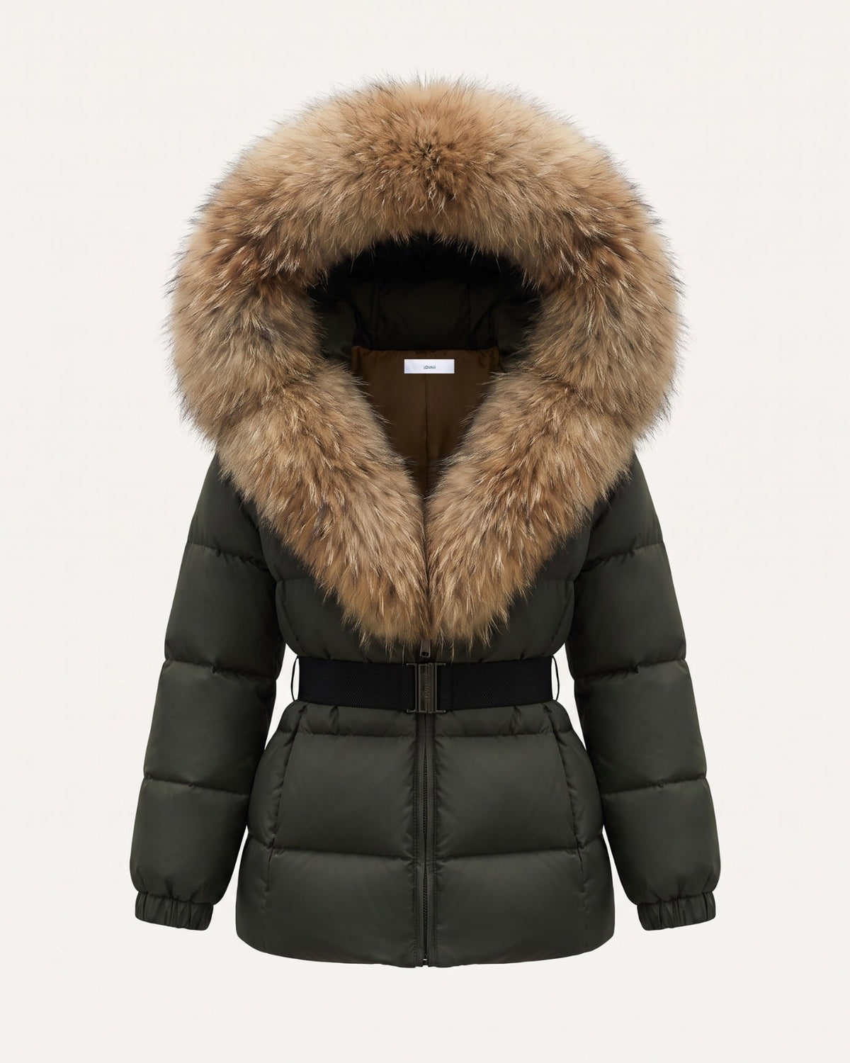 Duck Down Puffer Jacket with Collar Trim