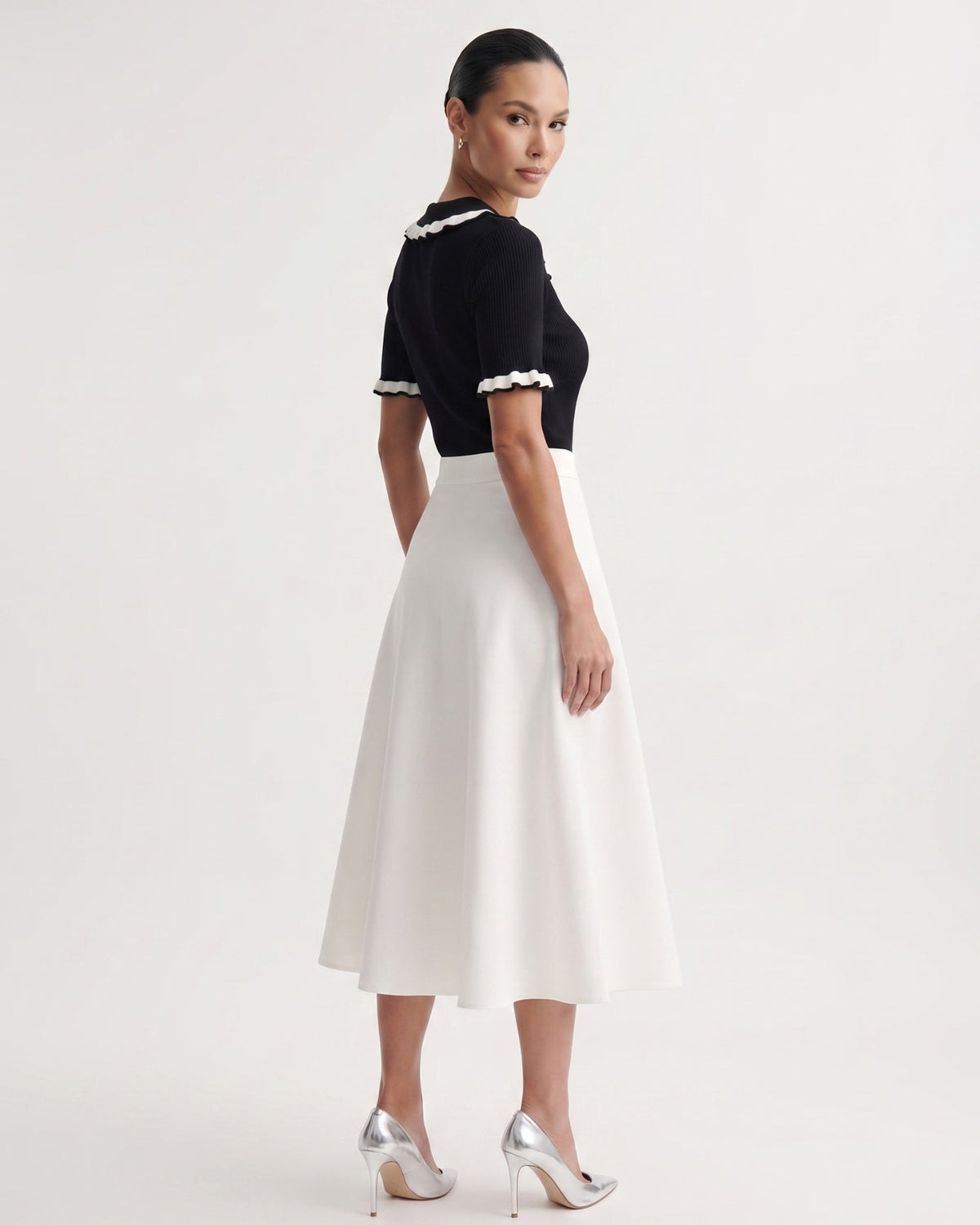 Contrast Colour Block Tailored Polyamide Polo Top – view 4