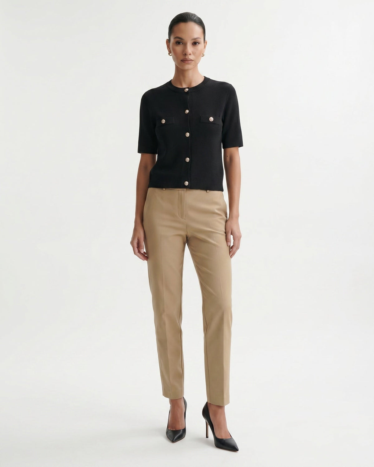 Minimalist Polyamide Knit Cardigan Top with Relaxed Sleeves – view 16