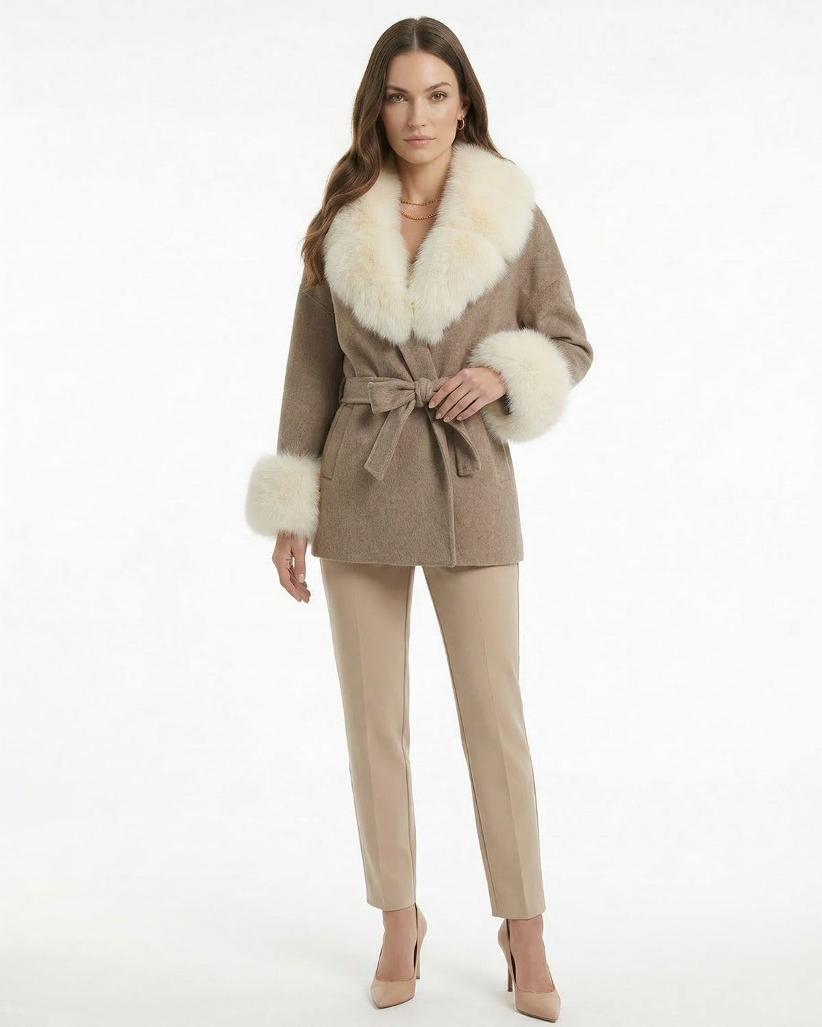 Divina Double-Sided Wool Coat with Statement Collar – view 11