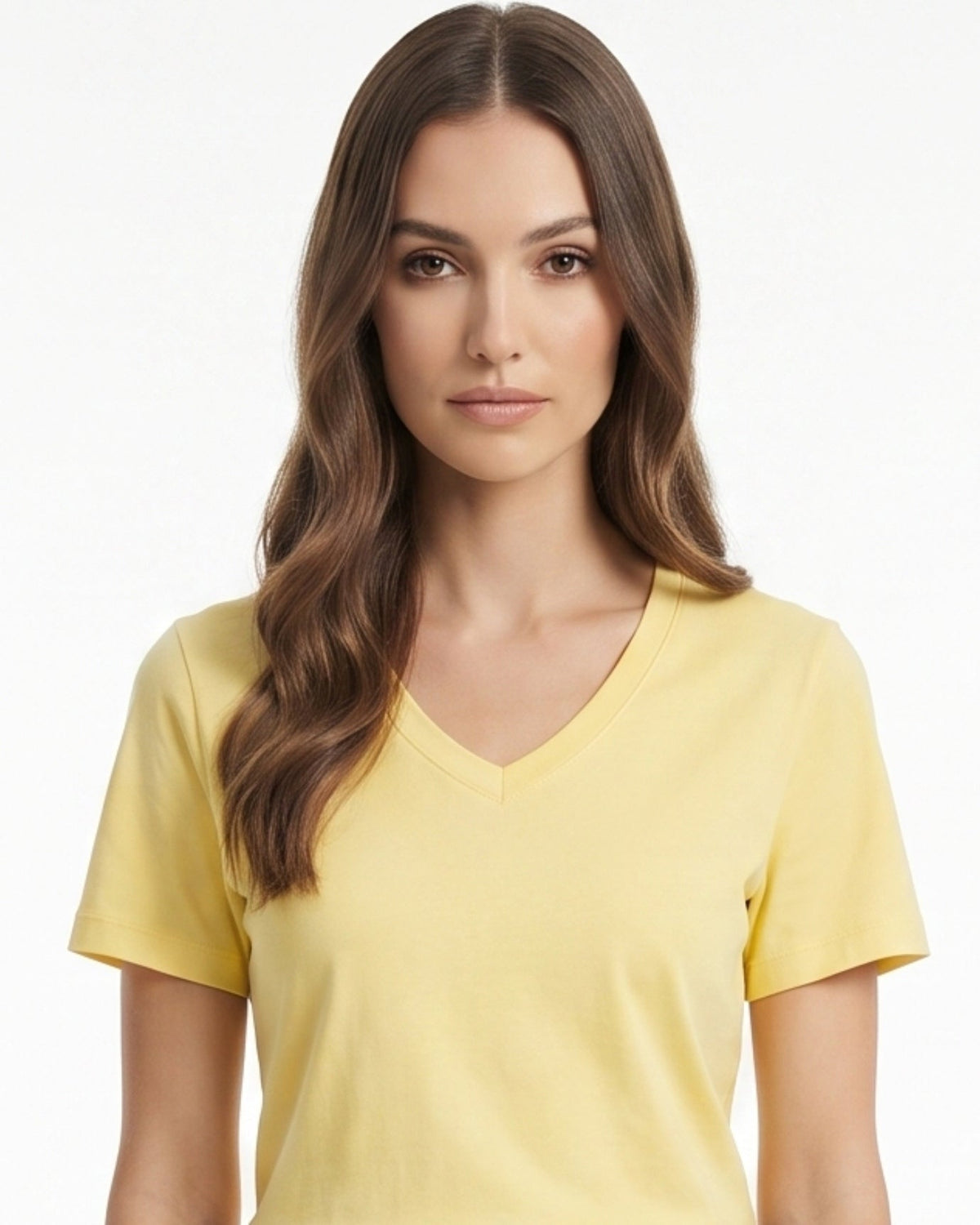 Mercerised Cotton V-Neck Tailored Cut T-Shirt with Subtle Sheen – view 15