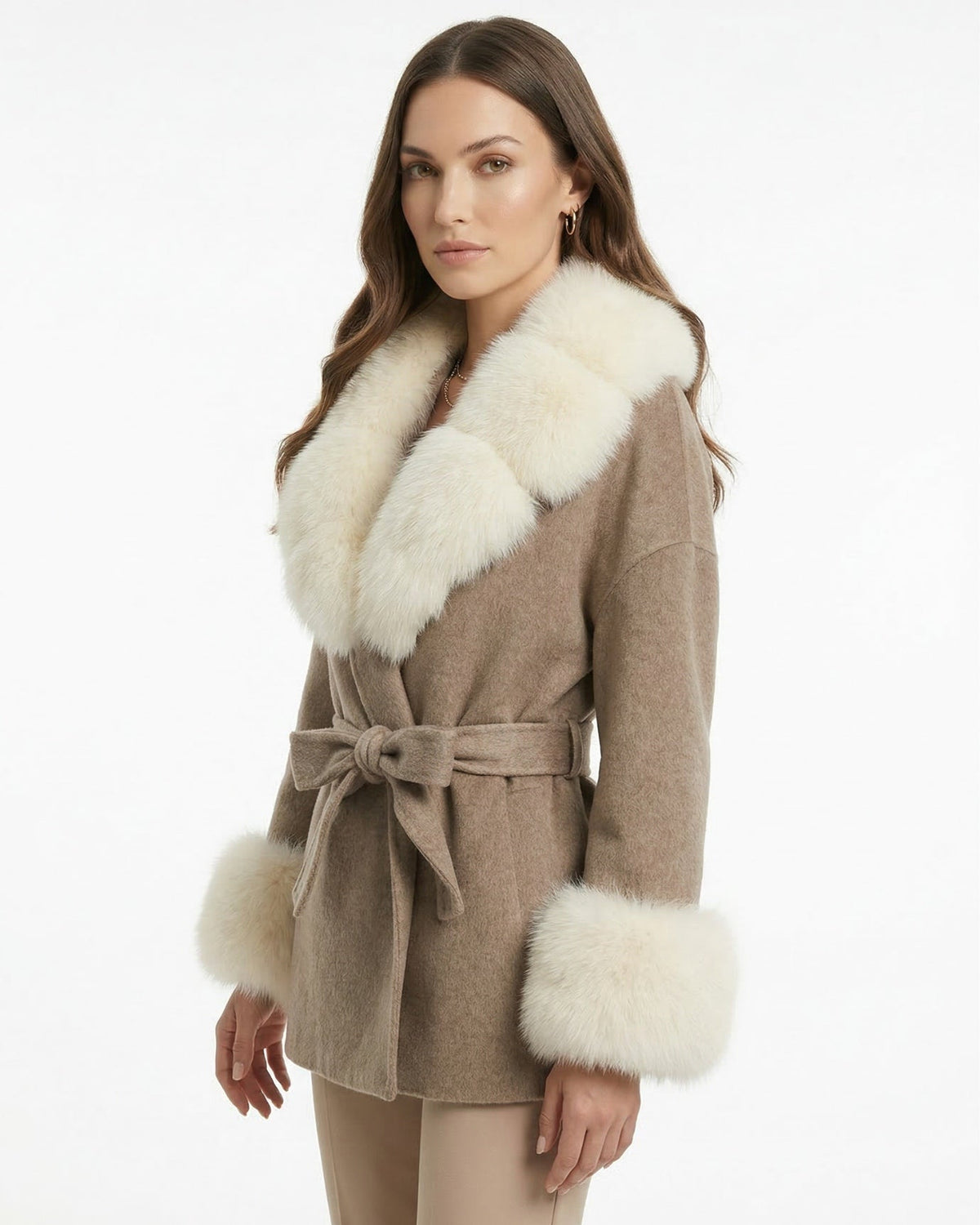 Divina Double-Sided Wool Coat with Statement Collar – view 12