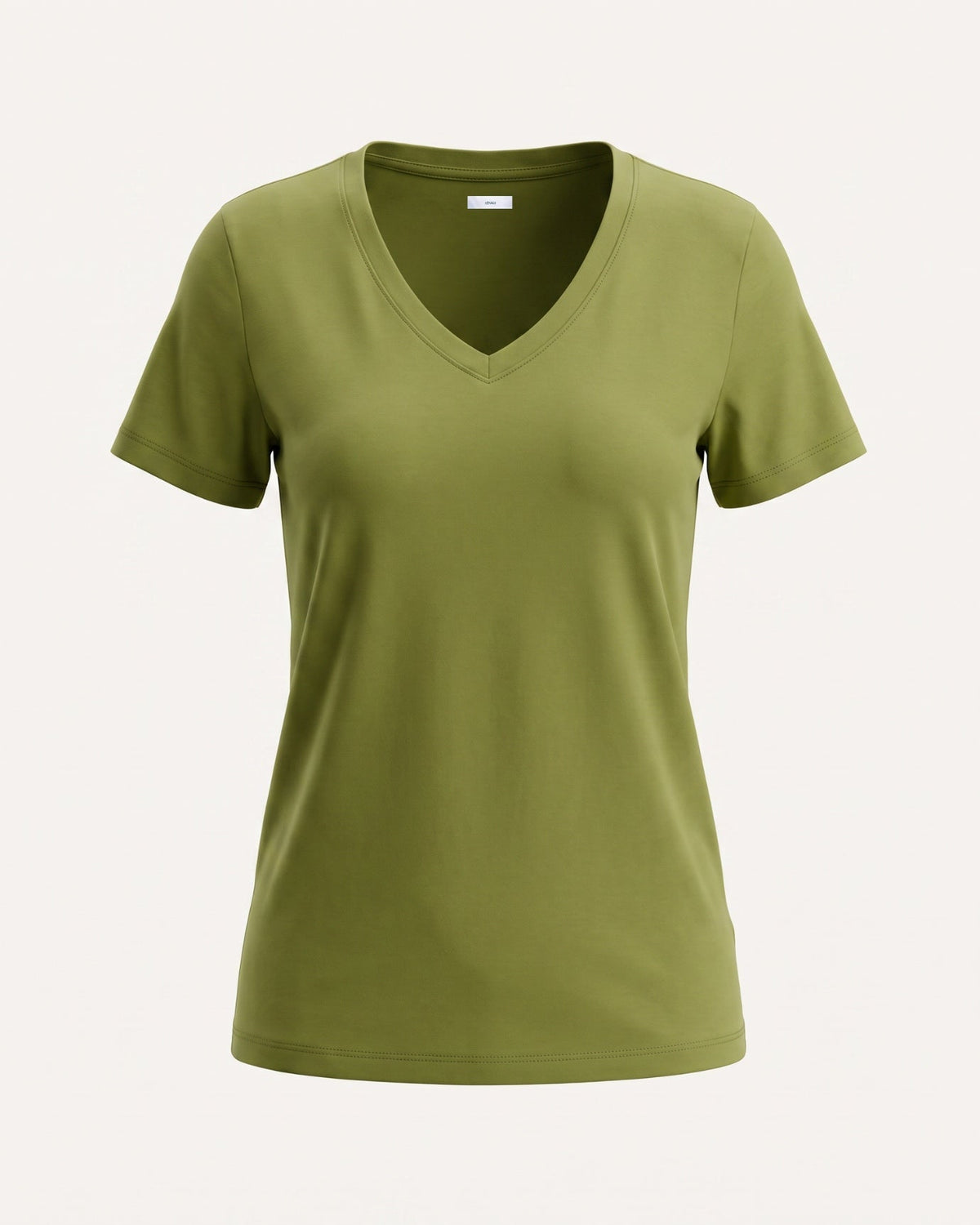 Mercerised Cotton V-Neck Tailored Cut T-Shirt with Subtle Sheen – view 16
