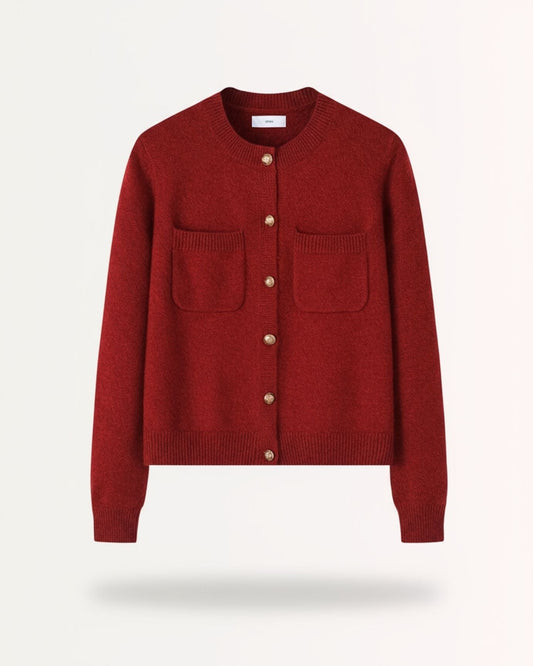 Lina Fine Knit 100% Cashmere Cardigan with Floral Design
