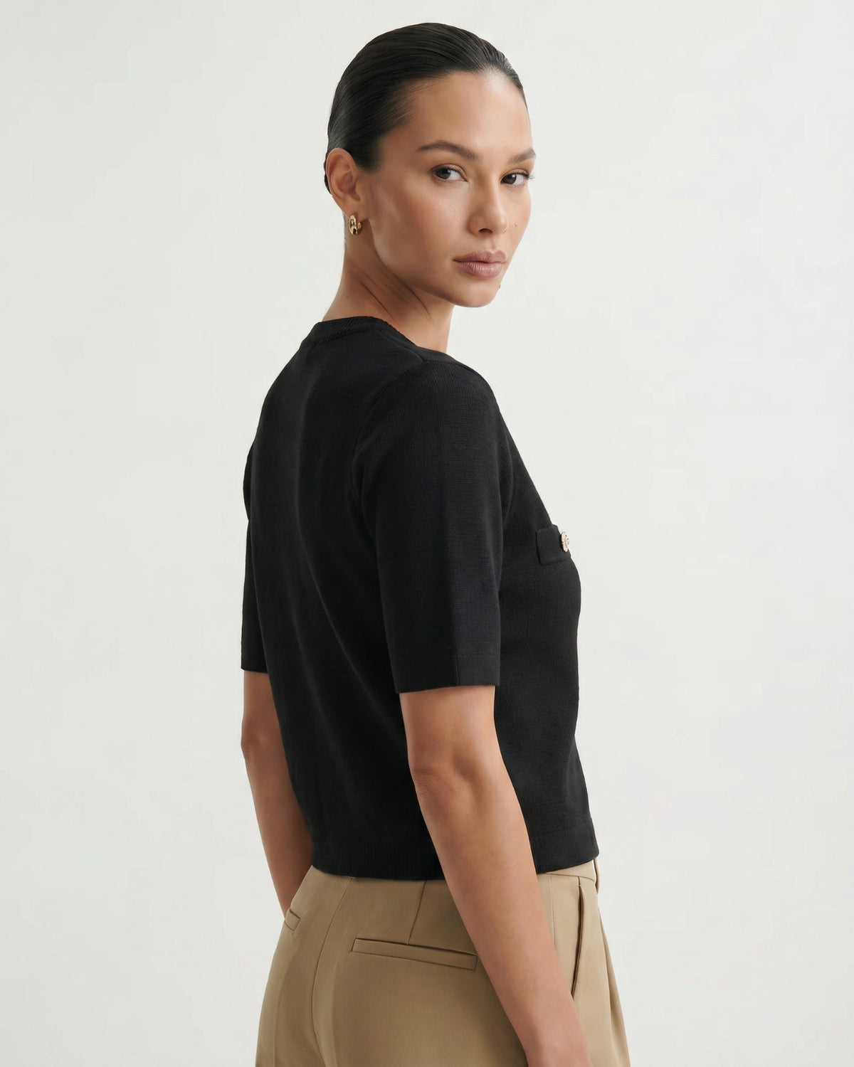 Minimalist Polyamide Knit Cardigan Top with Relaxed Sleeves – view 18