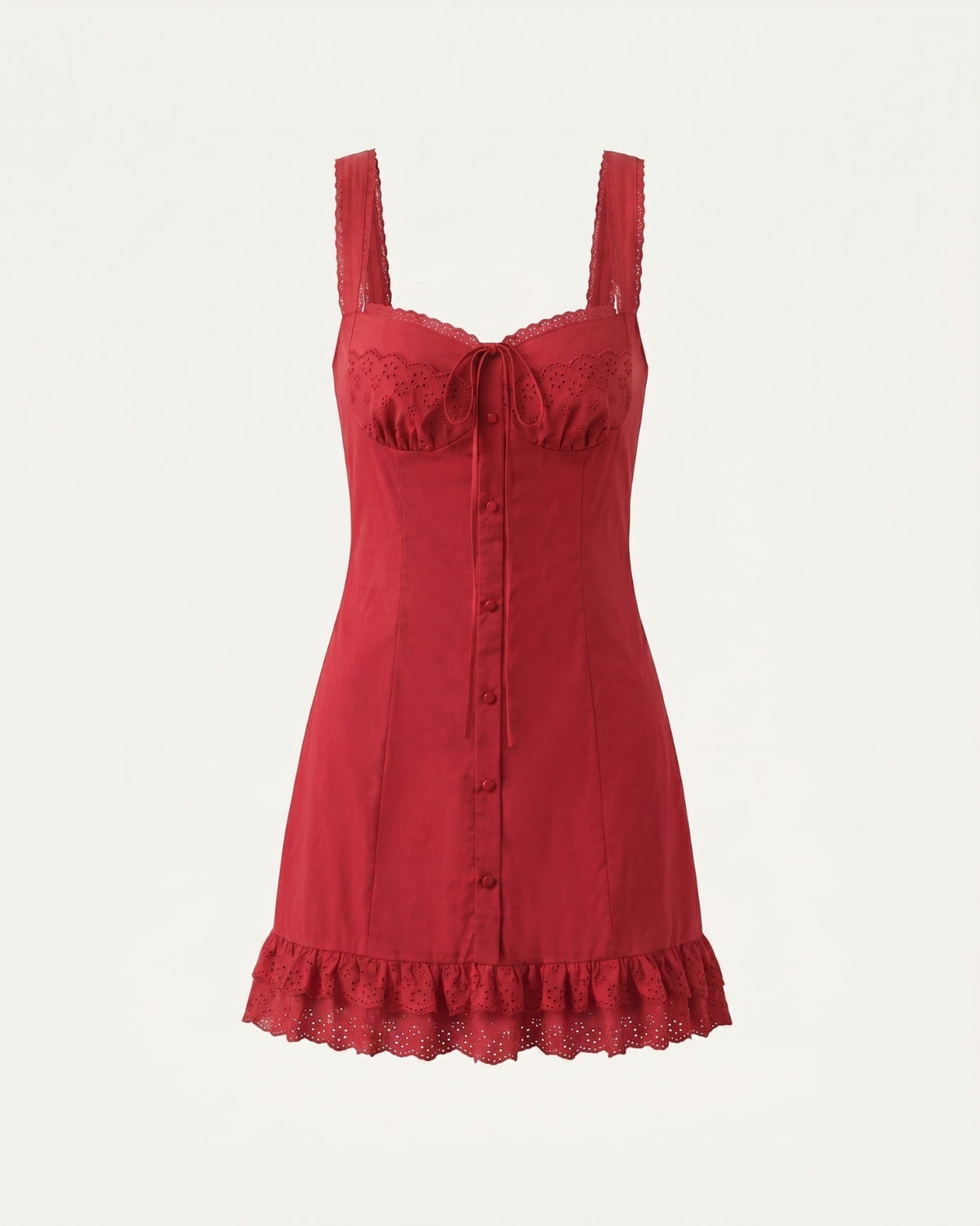 Lace Detail Slim Fit Mini Dress with Adjustable Tie Waist