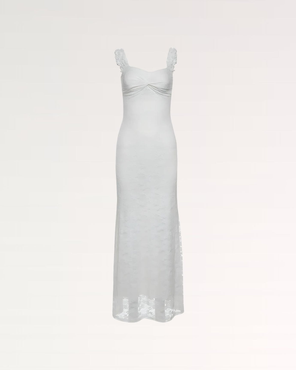 Long Sleeve Round Neck High Waist Ponte Midi Dress – White – view 1