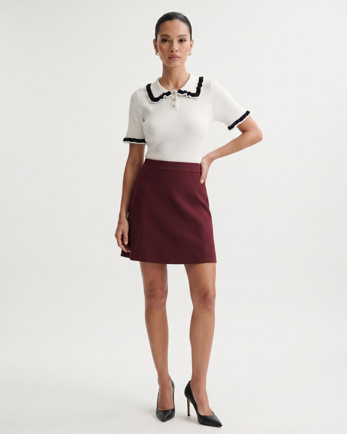 Contrast Colour Block Tailored Polyamide Polo Top