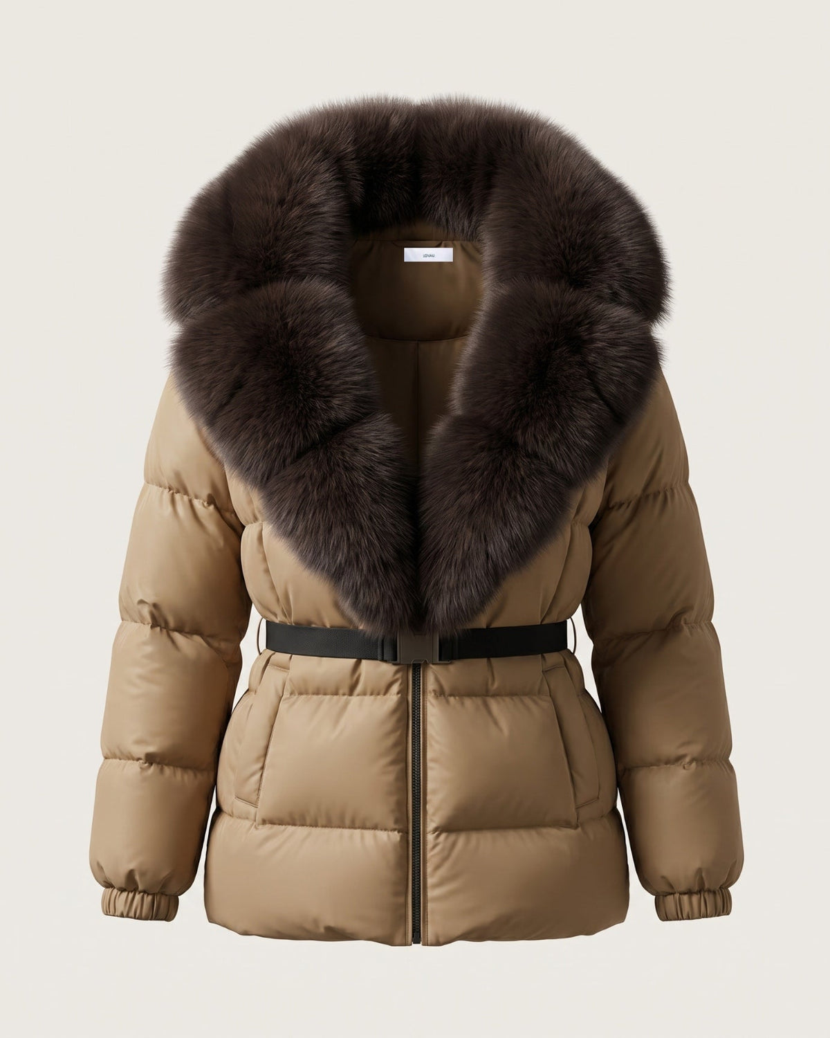 Duck Down Puffer Jacket with Collar Trim