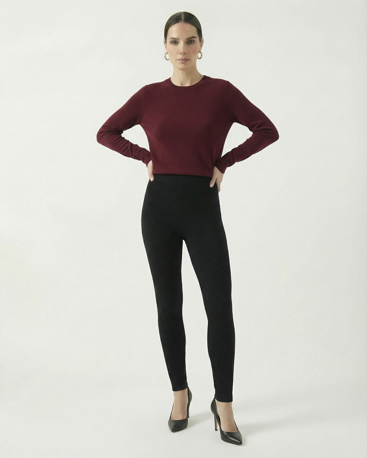 Dina Pure Cashmere Knitted Leggings with Elastic Waist – view 16