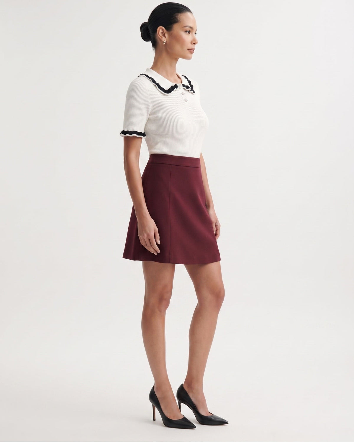 Contrast Colour Block Tailored Polyamide Polo Top – view 8