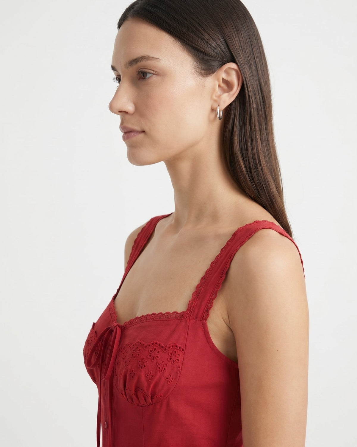 Lace Detail Slim Fit Mini Dress with Adjustable Tie Waist – view 3