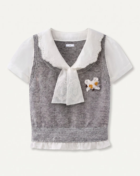 Sweet Dream Embroidered Knitted Top with Gentle Shaping
