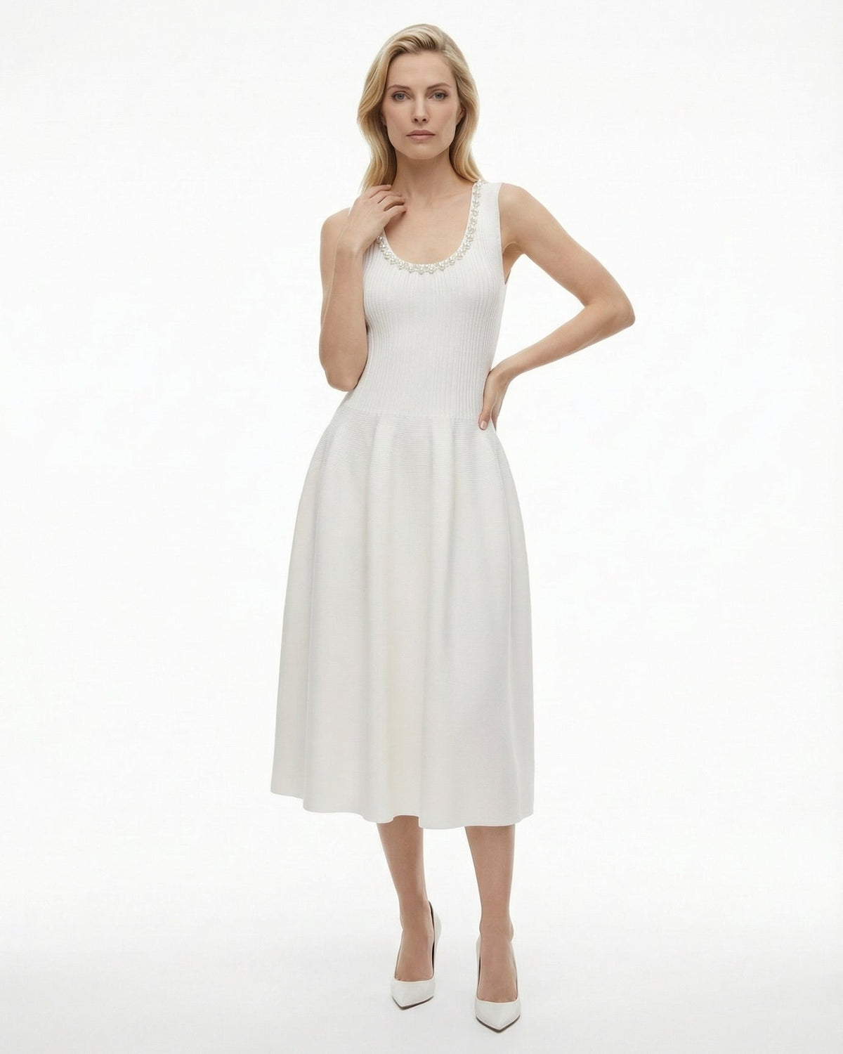 Kiara Rhinestone Slim Fit Stretch Viscose Dress