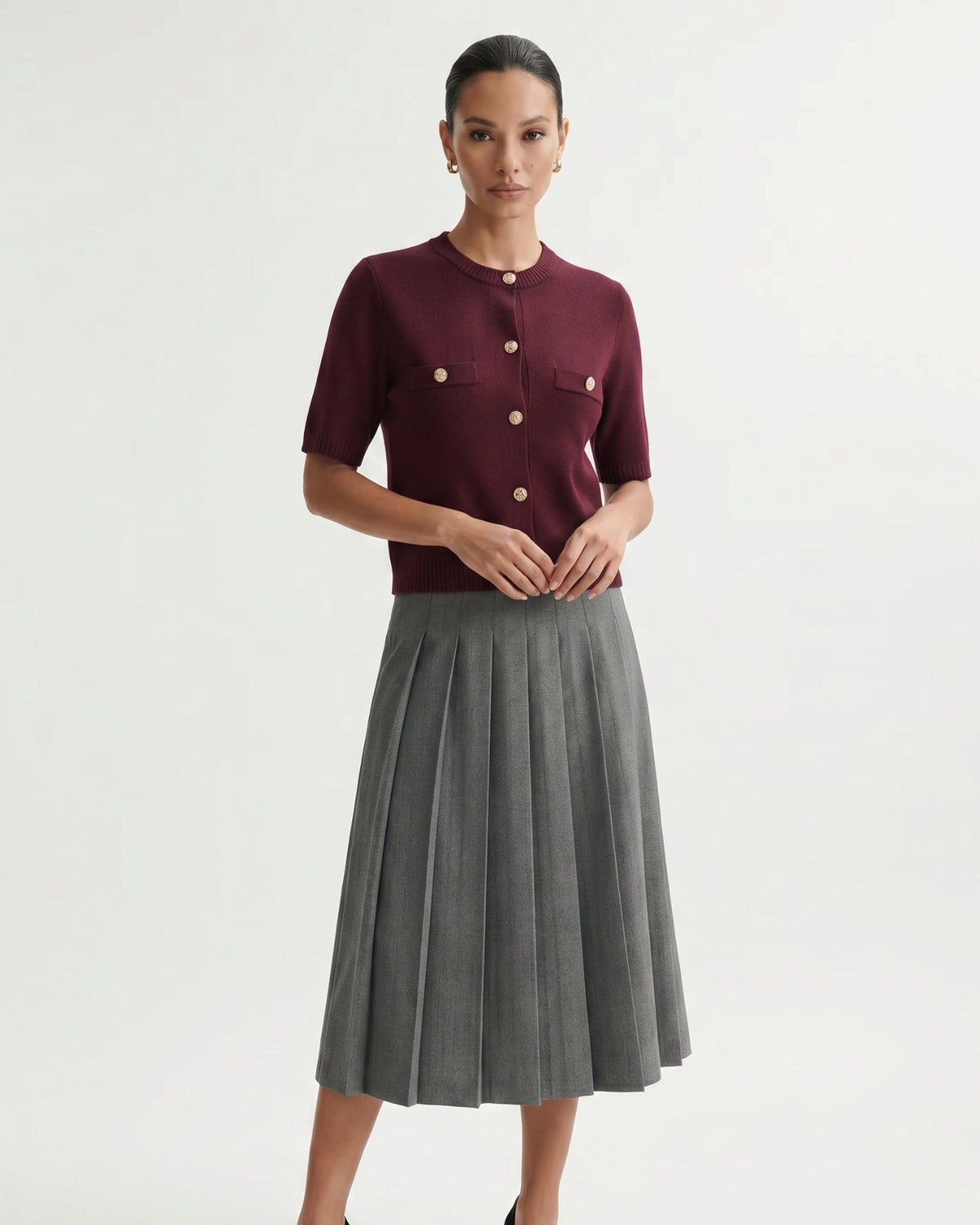Minimalist Polyamide Knit Cardigan Top with Relaxed Sleeves – view 19