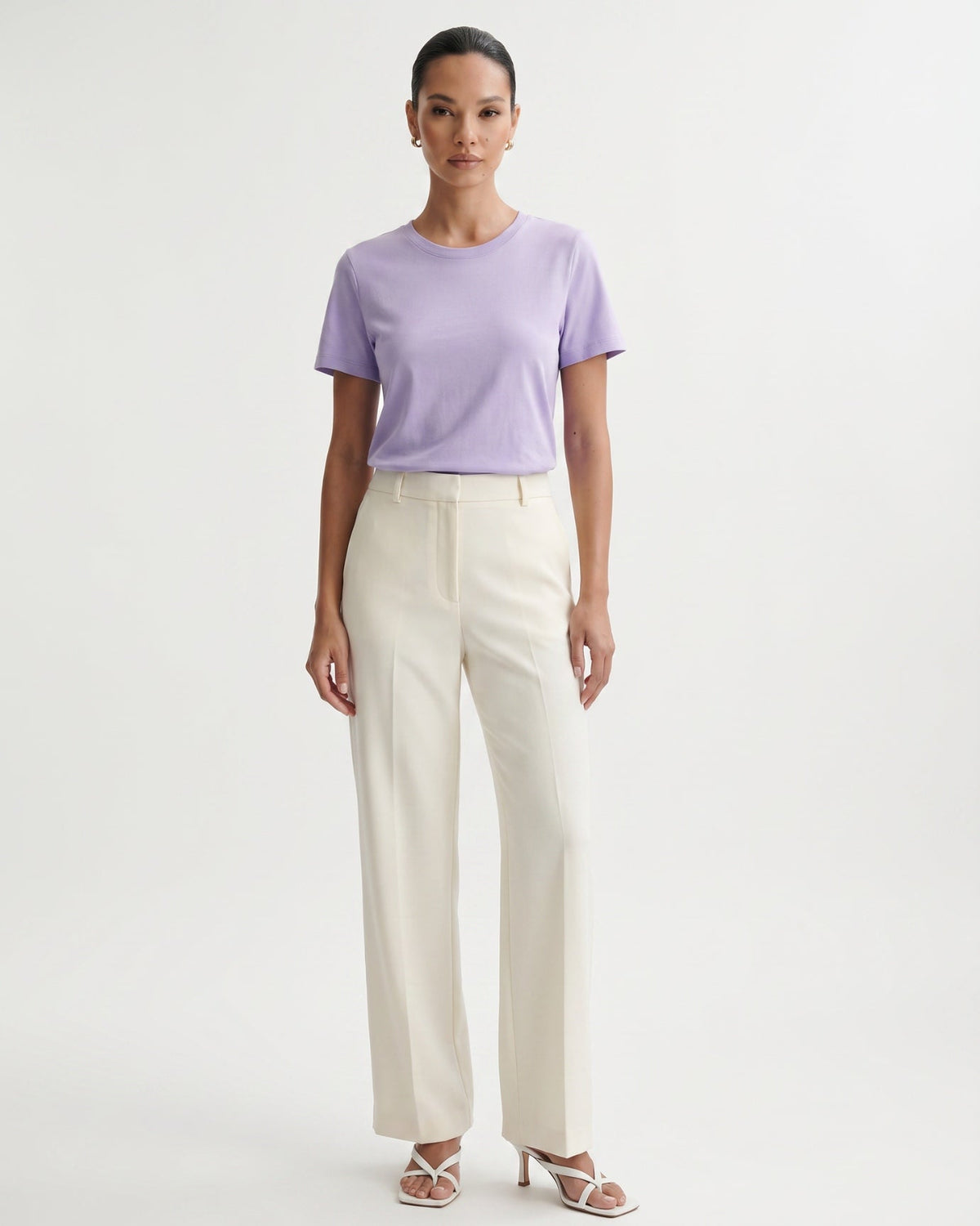 Mercerised Cotton Round Neck Tailored Fit T-Shirt – view 14