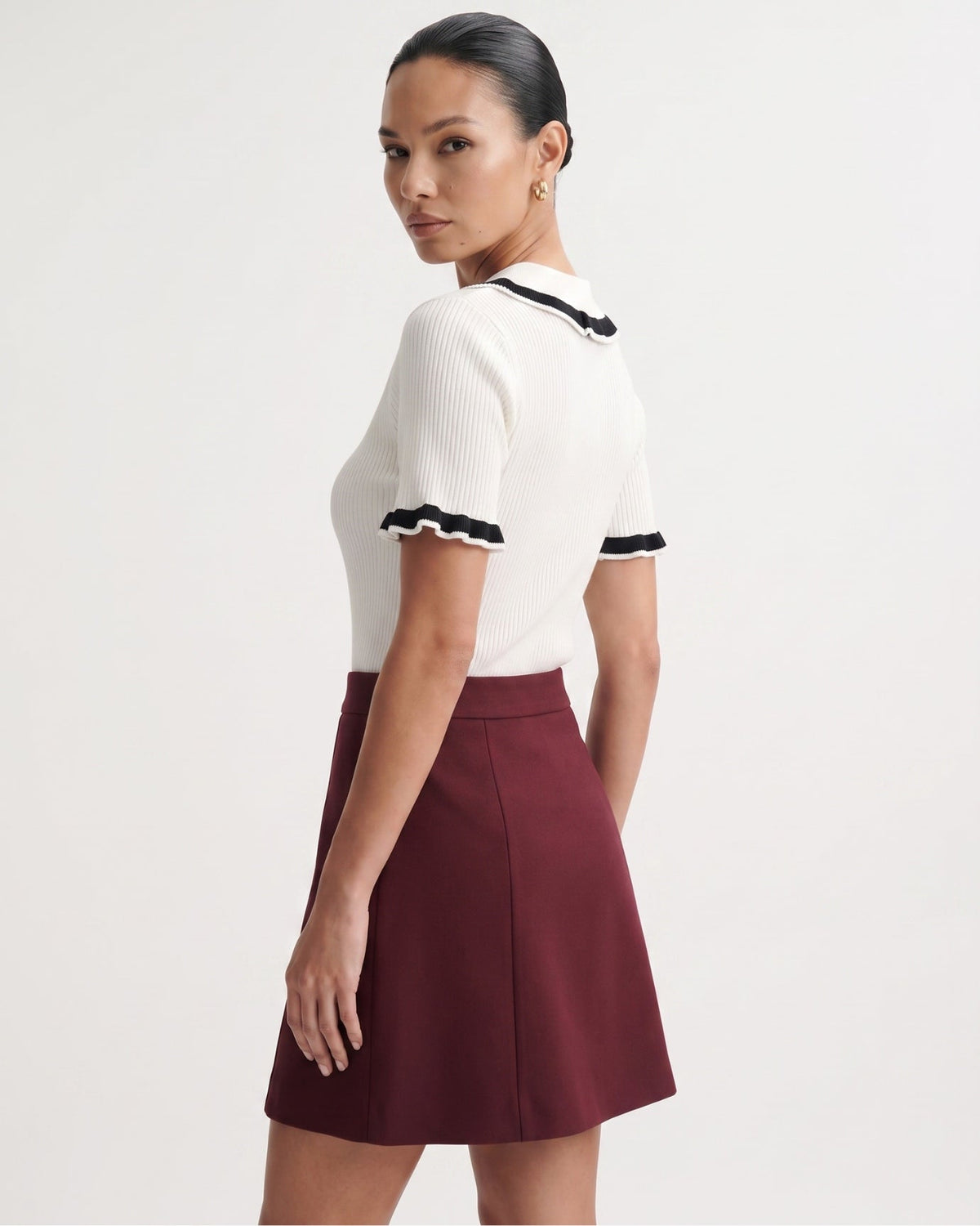 Contrast Colour Block Tailored Polyamide Polo Top – view 9