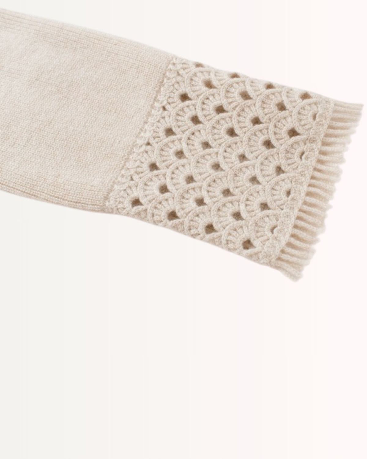 Dina 100% Cashmere Crochet Knit Polo Neck Thick Cardigan – view 2