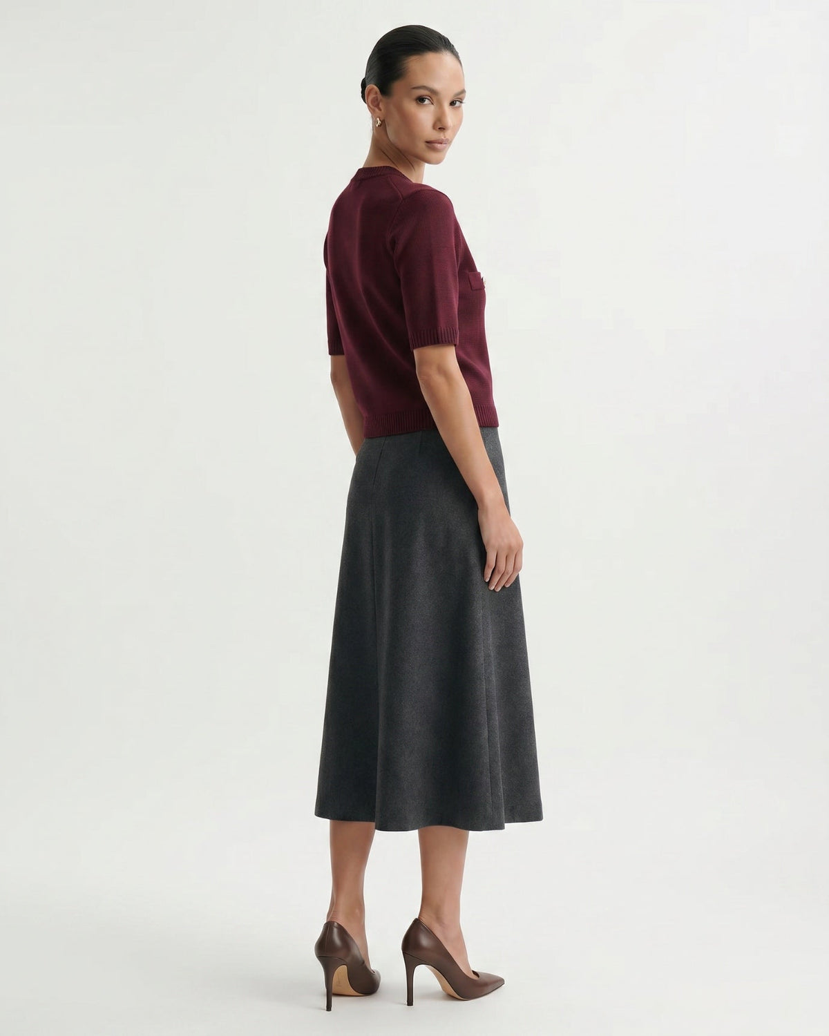 Minimalist Polyamide Knit Cardigan Top with Relaxed Sleeves – view 20