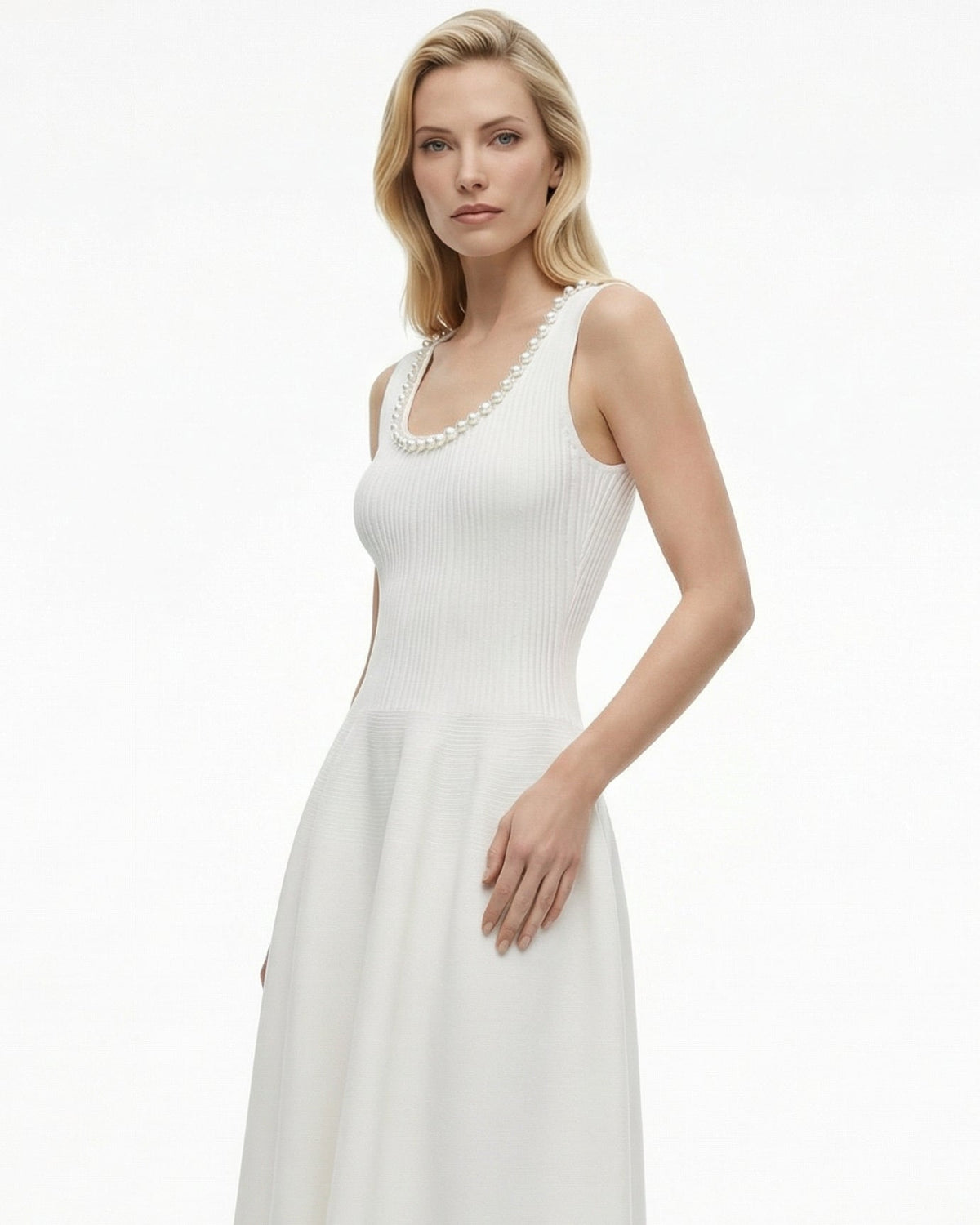 Kiara Rhinestone Slim Fit Stretch Viscose Dress – view 4