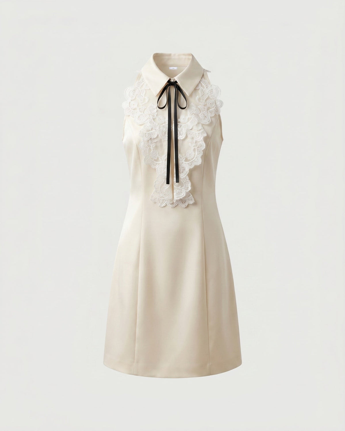 Nice Lace Detail Halter Neck Polyamide Dress – Apricot