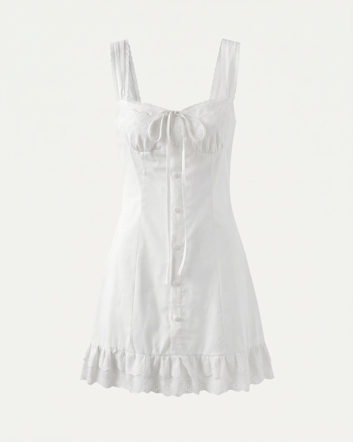 Lace Detail Slim Fit Mini Dress with Adjustable Tie Waist