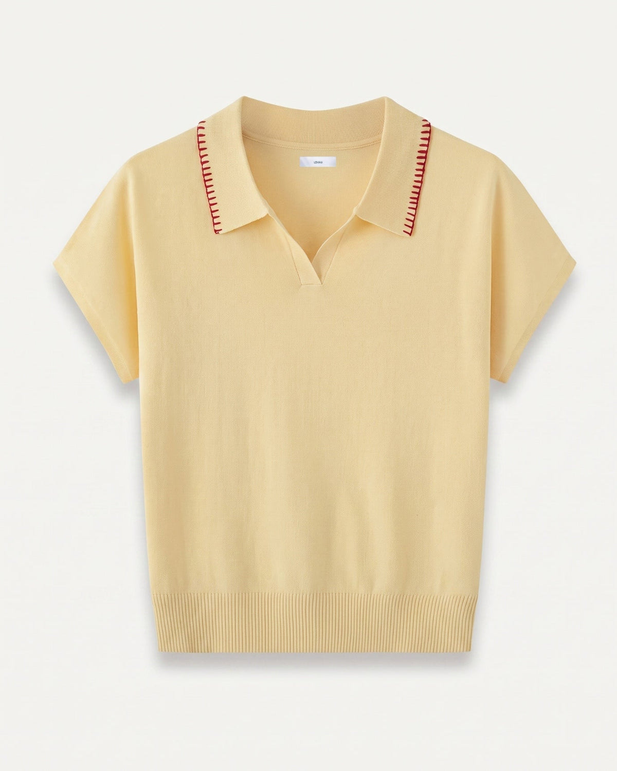Marbella Tailored Wool French Polo Top – Light Yellow – Ligth Yellow – view 1