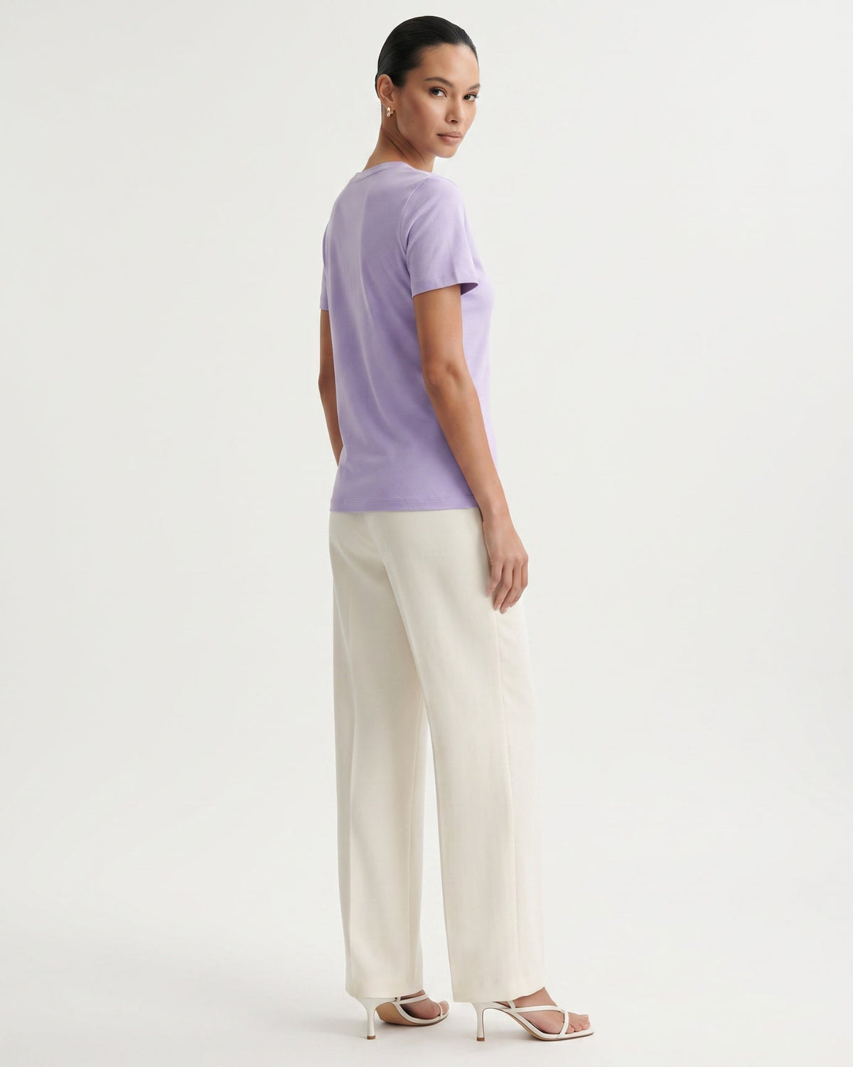 Mercerised Cotton Round Neck Tailored Fit T-Shirt – view 15