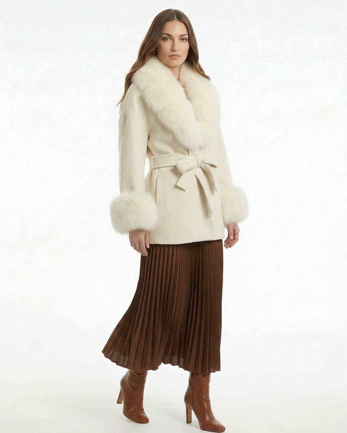 Divina Double-Sided Wool Coat with Statement Collar – view 17