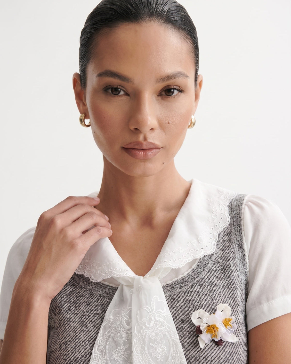 Sweet Dream Embroidered Knitted Top with Gentle Shaping – view 4