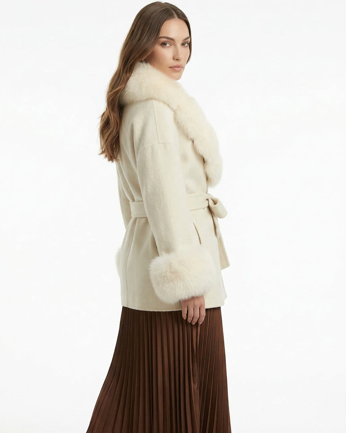 Divina Double-Sided Wool Coat with Statement Collar – view 18