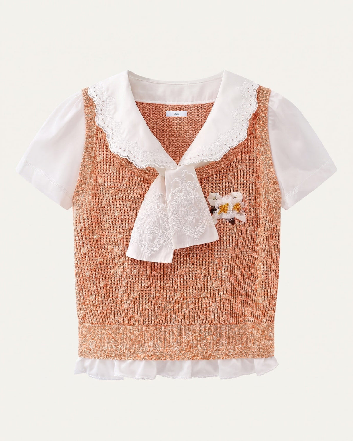 Sweet Dream Embroidered Knitted Top with Gentle Shaping