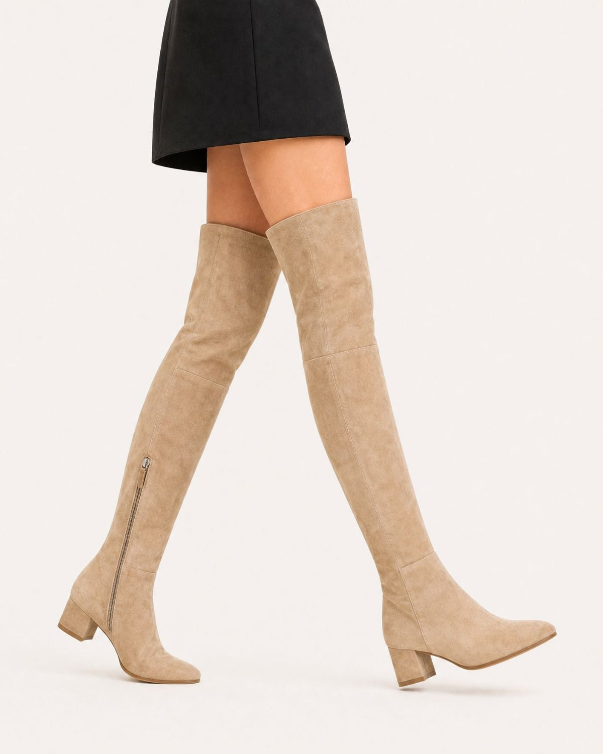 Round Toe 4cm Low Heel Over-the-Knee Suede Boots – view 12