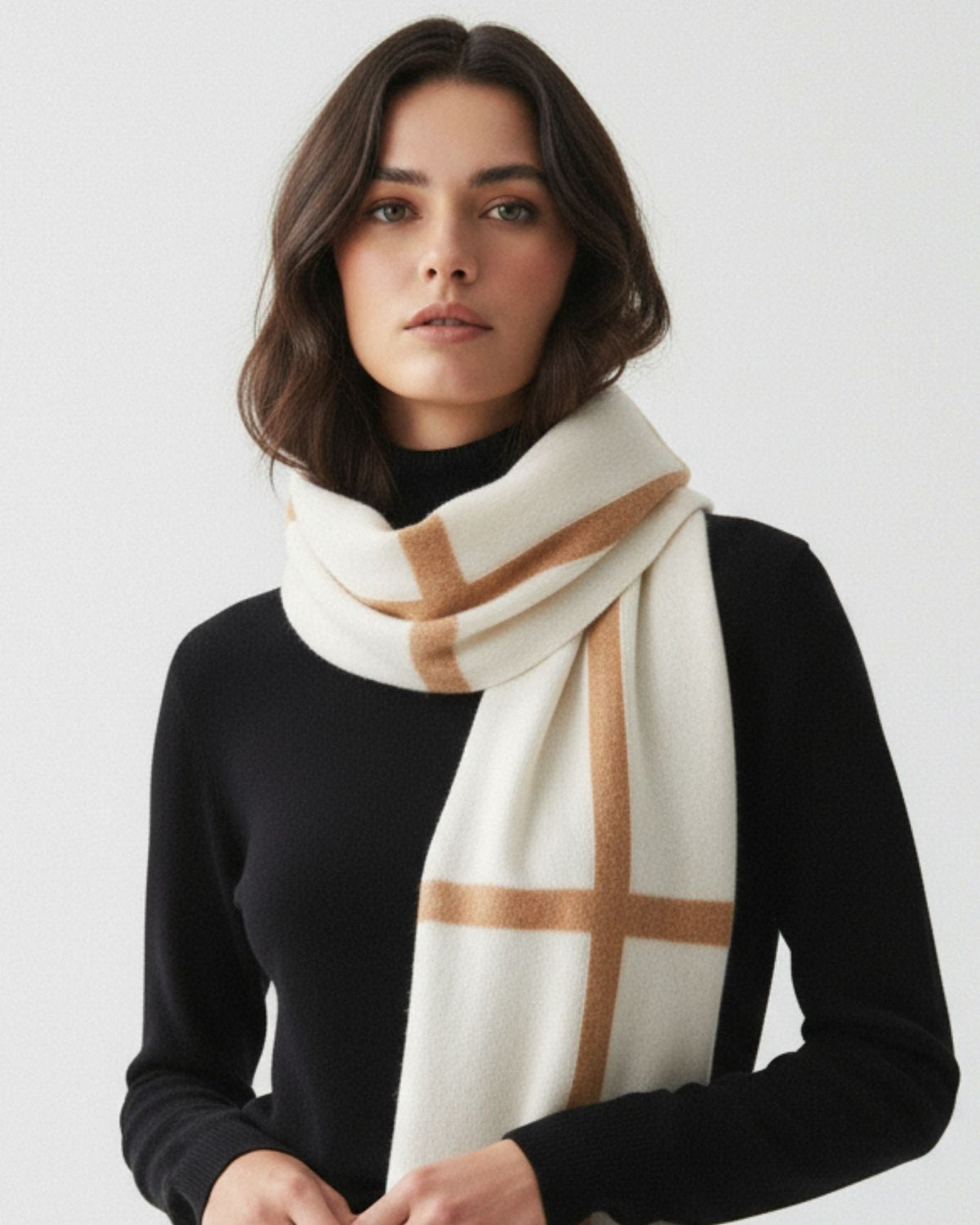 Thickened Striped Knit Pure Cashmere Winter Scarf – view 3