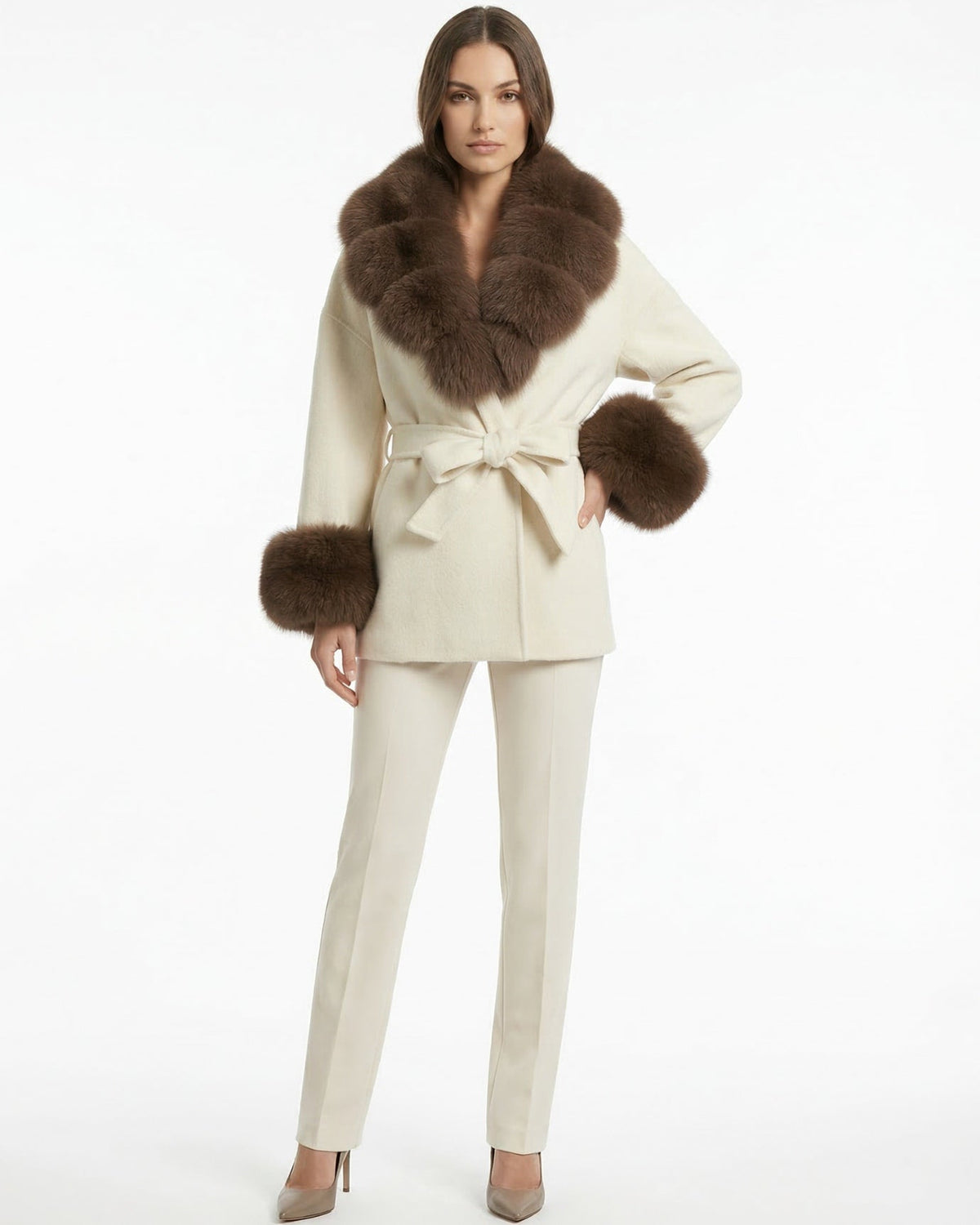 Divina Double-Sided Wool Coat with Statement Collar – view 20
